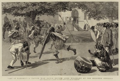 Niet serieus, een inheemse oorlogsdans voor Lord Wolseley bij de Mudireh, Dongola door Frederic Villiers